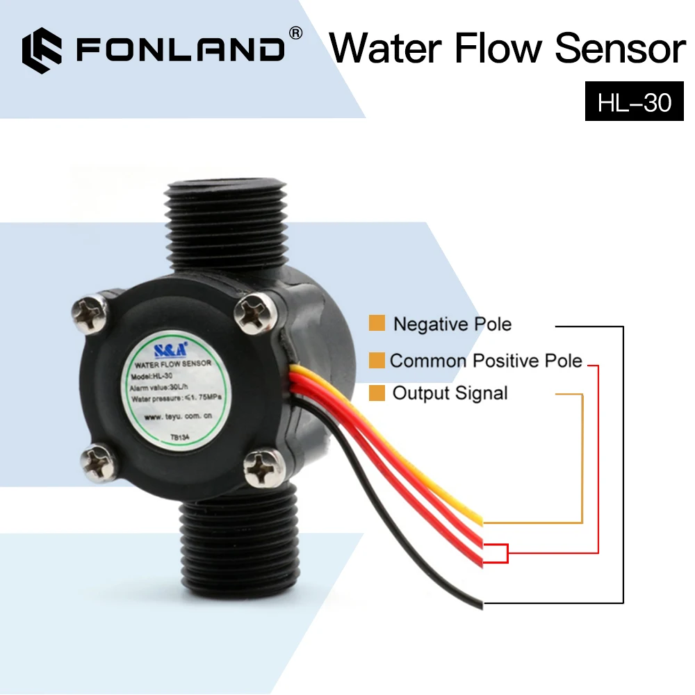 Imagem -03 - Fonland Interruptor de Fluxo Água Sensor Hl30 para s & a Chiller para Co2 Gravação a Laser Máquina Corte