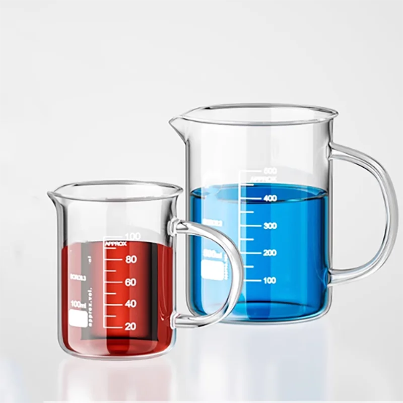 

Glass beaker handle beaker food grade measuring cup high temperature resistance chemical experiment equipment scale beaker