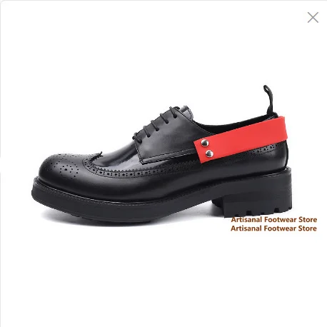

Thick-Soled Men's Shoes Hollow Breathable Lace-Up Wear-Resistant Brogue Shoes Stylish Office Dress Shoes Handmade Men's Shoes