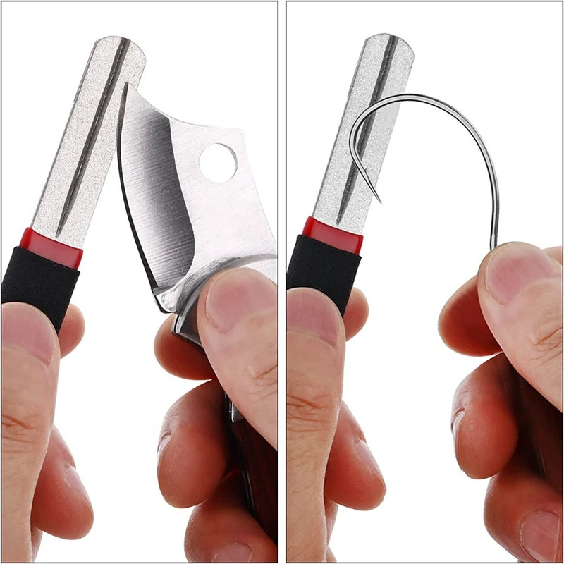 2Pcs Fish Hook Sharpeners Double Sided Diamond File Sports Fishing Hook Sharpener Portable Grinding Tool For Fishing