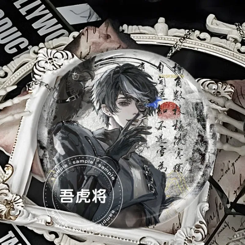 Identity V Ink‑wash Style Round Badge Journalist Priest Composer Brooch Game Character Lapel Pin Anime Collectible Cosplay Gift