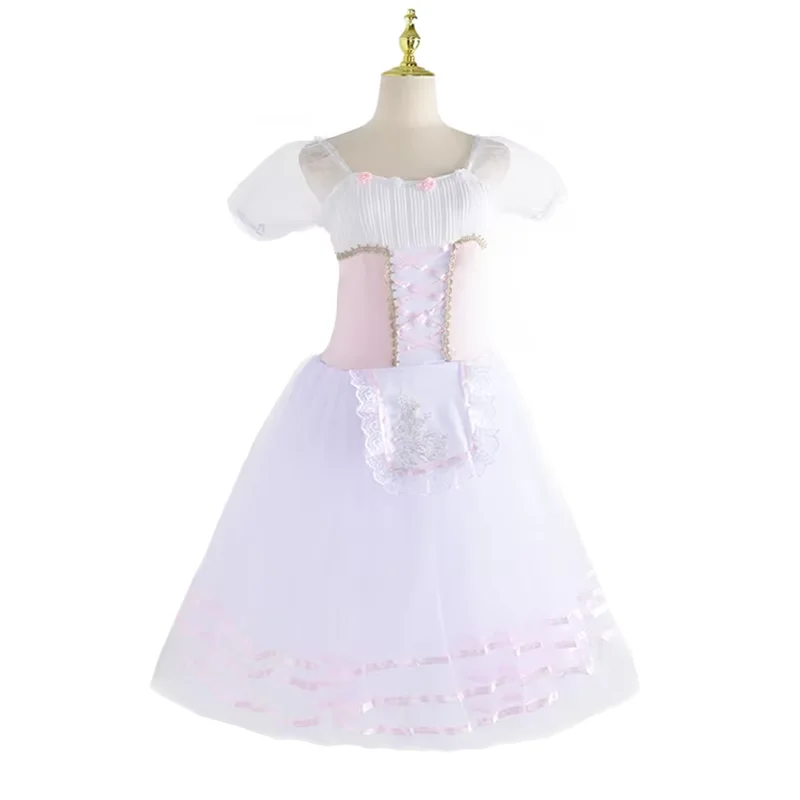 

New Professional Ballet Tutu Long sleeved Dress Girl's White Swan Ballet Dress Performance Dance Ballet Performer Clothing Child
