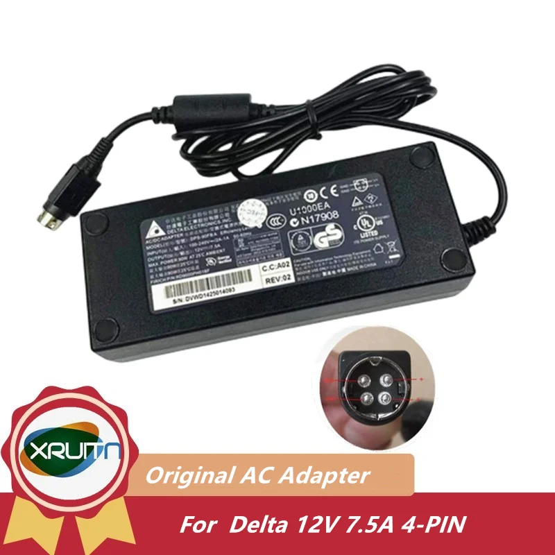 Genuine Delta DPS-90FB A 12V 7.5A 90W 4PIN ADP-96W AC Adapter Power Supply