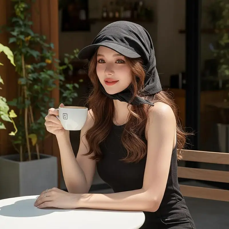 Women Contrast Brim Headscarf Sun Hat With UV Protection Lightweight Breathable Fabric For Beach Hiking Outdoor Daily Wear