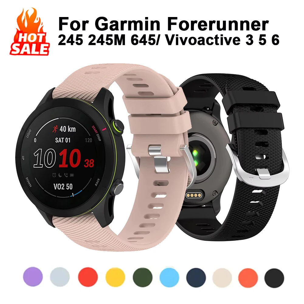 Silicone Strap Wristband For Garmin Forerunner 245 245M 645 165/Vivoactive 3 5 6 Bracelet For For Garmin Venu SQ SQ2 20mm Band
