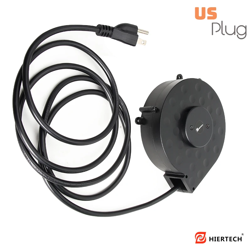 USA Plug Auto Retractable Power Cable Reel with Self Lock Automatic Rewinding Electric Cable Reel, 2m Power Cord Extension Reel