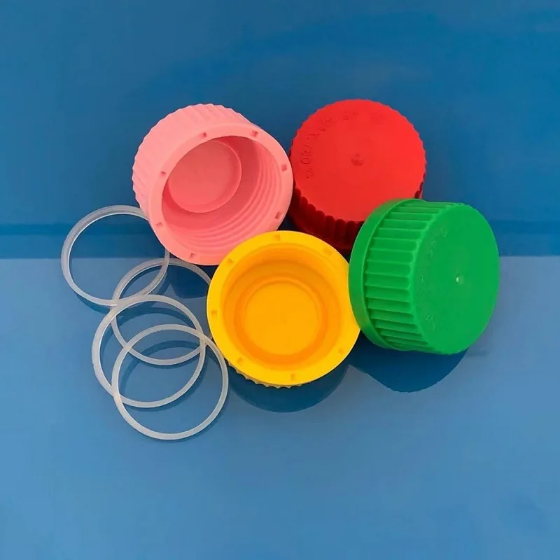 5pcs Cap for reagent bottle with threaded mouth, PP material, Including PE sealing ring, For GL45mm