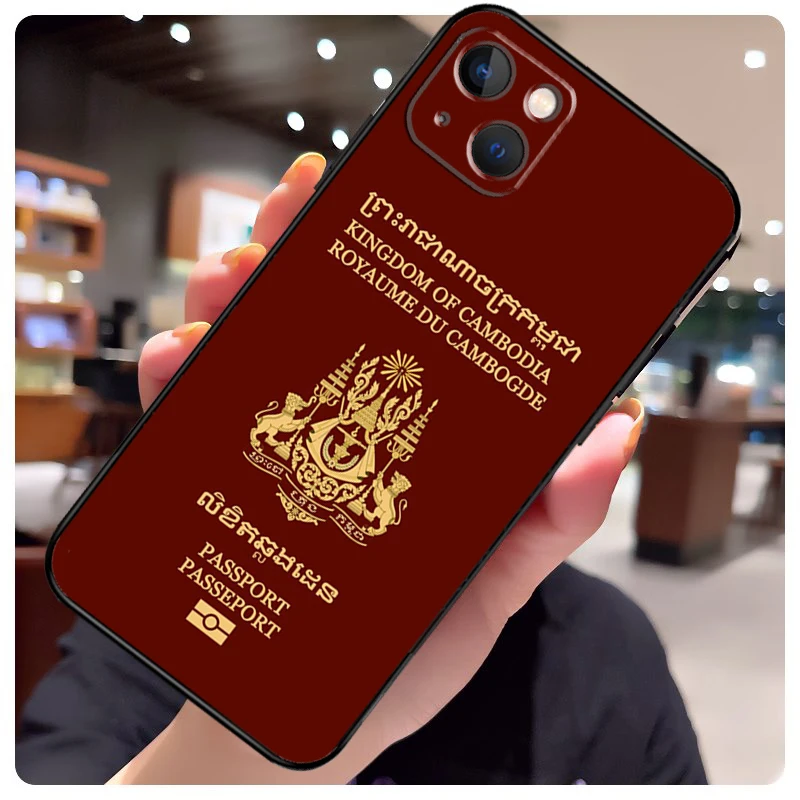 Cambodia Flag Phone Case For iPhone 16 11 12 13 Mini 14 15 Pro Max X XS Max XR Plus Cover Bag