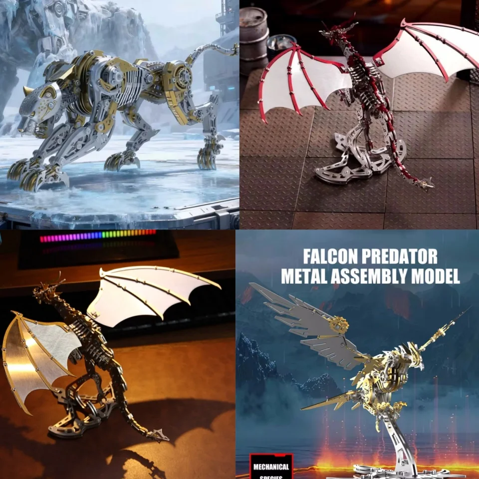 3D Puzzle Metal Mechanical Angry Leopard Predator Model Toy DIY Assembly Animals Model Kit for Adults Kids