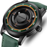 FOXBOX Watch Personalized Fashion Floating Magnetic Pointer Free Ball Bearing Creative Simple Waterproof Quartz Watch for Men