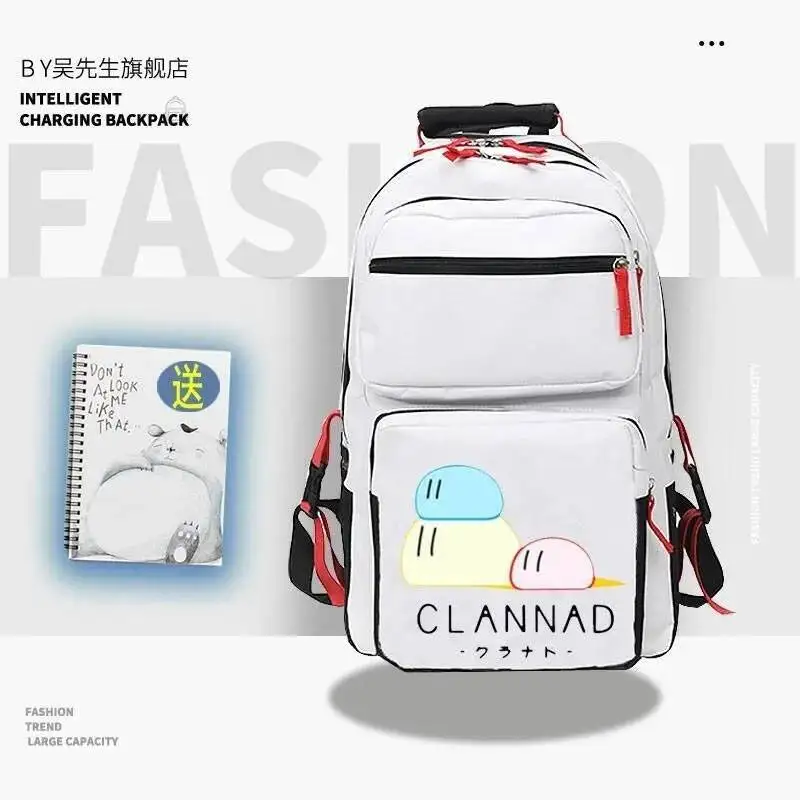 

Anime Game Black Red White Clannad Student Teens School Bags Large Capacity Mochilas Backpacks For Gift