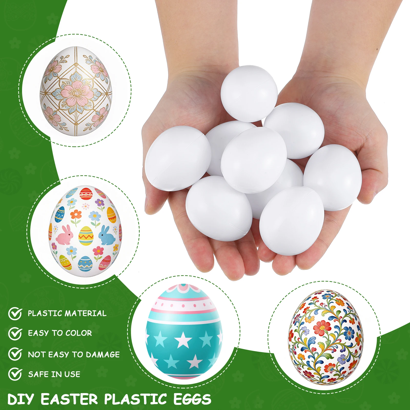 30 pezzi di uova di plastica per emulazione per bambini, attività di colorazione fai da te, divertimento educativo, oggetti di scena decorativi per l'uso di layout di scene di feste di festival