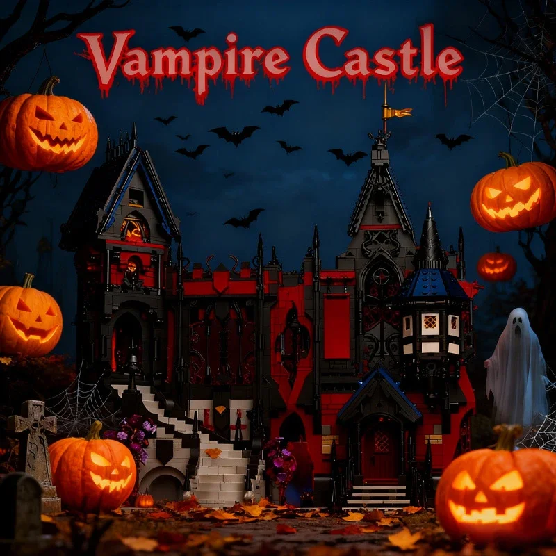 3540ピース ヴァンパイア城 MOC ゴシックスタイル ストリートビュー 組み立てブロックキット 組み立てレンガ モデルおもちゃ 子供 大人 ハロウィンギフト