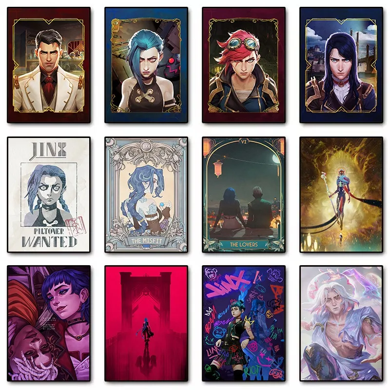 Popular Game League of Legends Arcane Ⅱ Anime Characters Jinx Vi Anime Poster Canvas Painting Wall Art Pictures Home Decor Gift