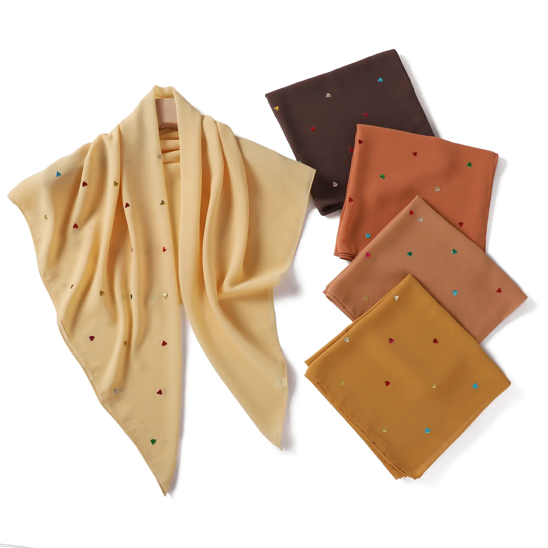 2025 Nieuwe Vrouwen Chiffon Sjaal Vierkante Hals Sjaals Hoofddoek Dame Effen Bandana Haarband Hoofddoek Uitlaat Turbante Mujer