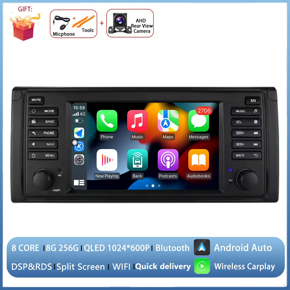 7 inch Android autoradio voor BMW 5 serie E39 1996 1997 1998-2003 multimediaspeler GPS navigatie head unit CarPlay DSP