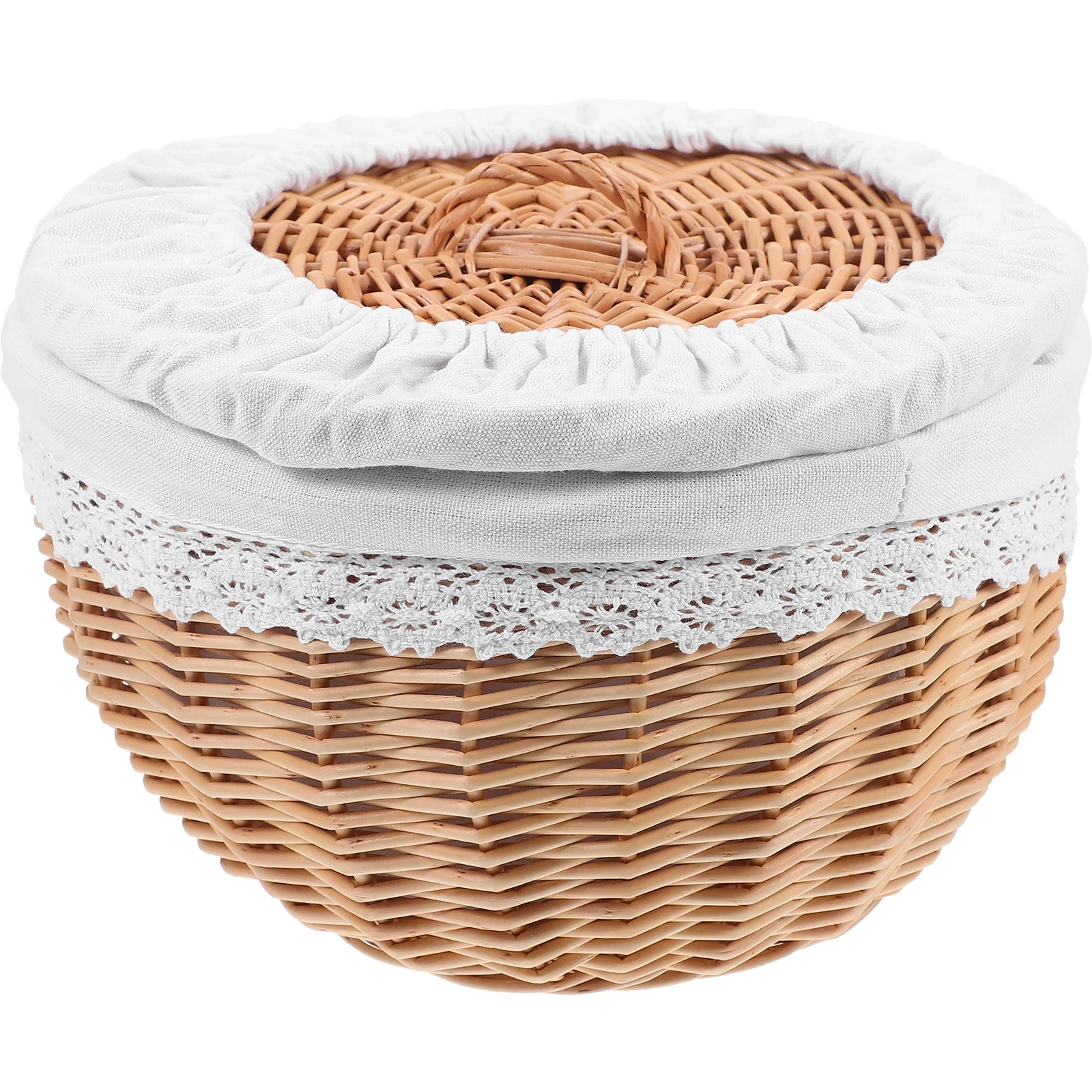 

1Pcs Multipurpose Storage Basket Handwoven Wicker Basket with Lid for Kitchen Dining Room Pastry Bread Snack Food Storage