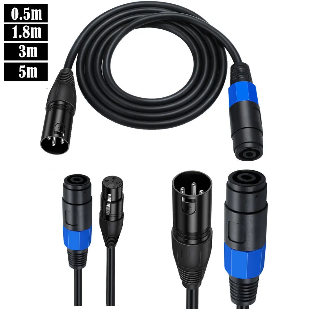 Speakon Female to XLR male / female  Cable Pro DJ PA Gig Stage Microphone Mic 3 Pin Connection Wiring