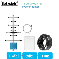 Lintratek 13dBi Yagi Outdoor Antenna for 2G 3G 4G Signal Repeater 9dBi Indoor antenna 10m cable for CDMA GSM LTE WCDMA Booster