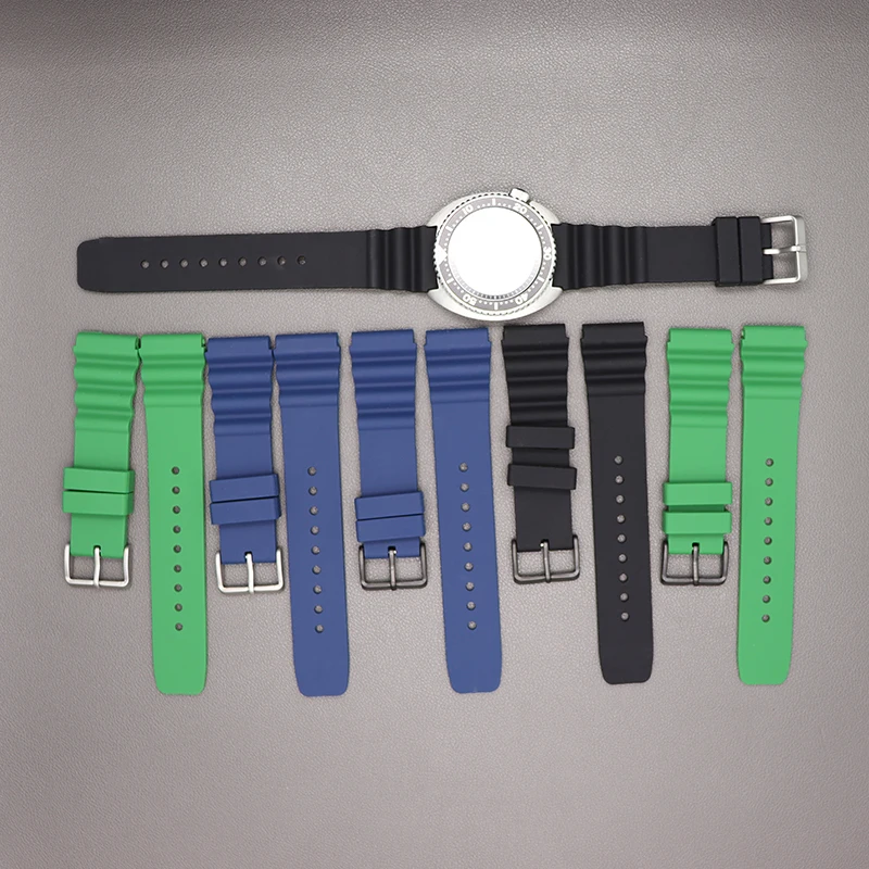 22mm Men's Watch Rubber Strap Parts Stainless Steel Buckle For Seiko Tuna Samurai Turtle SKX007 SKX013 SKX009 Mod Case Hot Sale