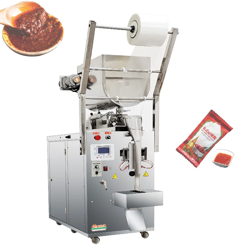 Pneumatic Liquid Paste Ketchup Filling Packing Machine Small Pouch Chili Oil Sauce Sachet Packing Machine