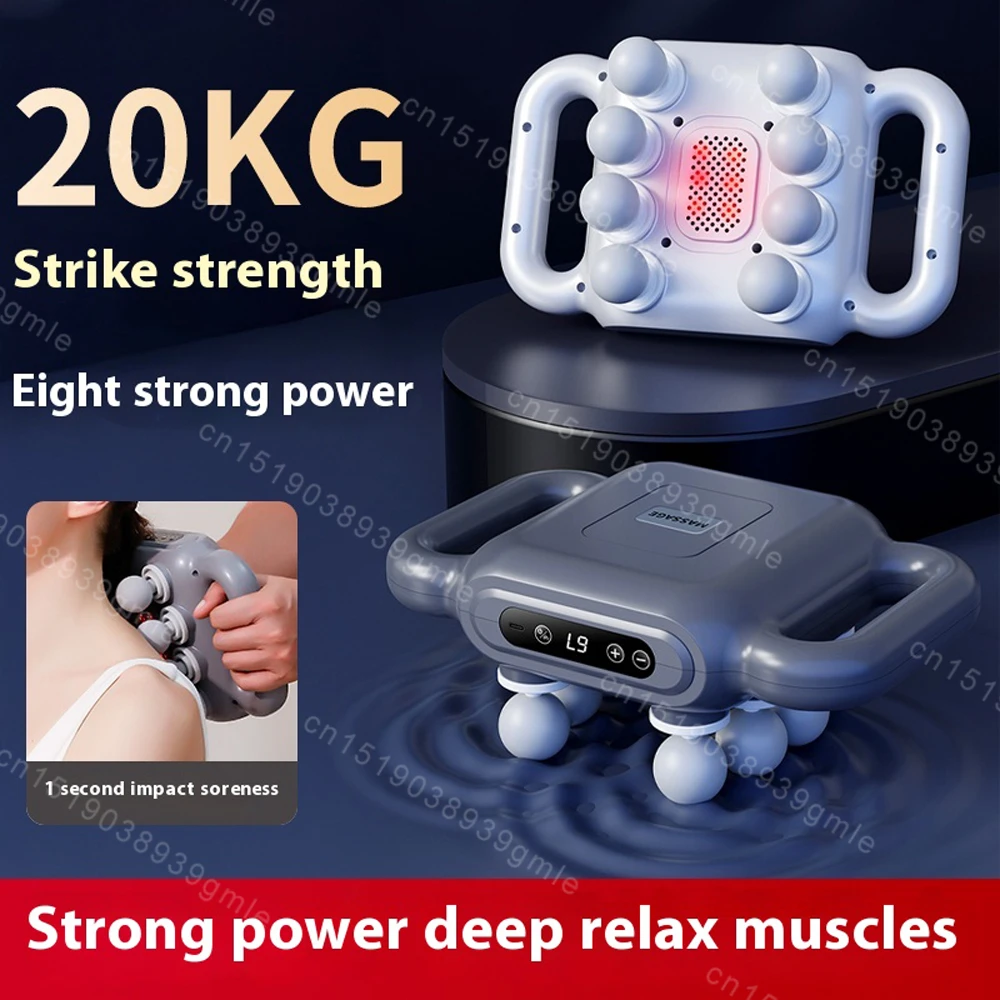 Electric Fascia Gun Back Waist Massage High Frequency Body Shoulder Massager 8 Heads Muscle Massager Gun Relieve Muscle Soreness