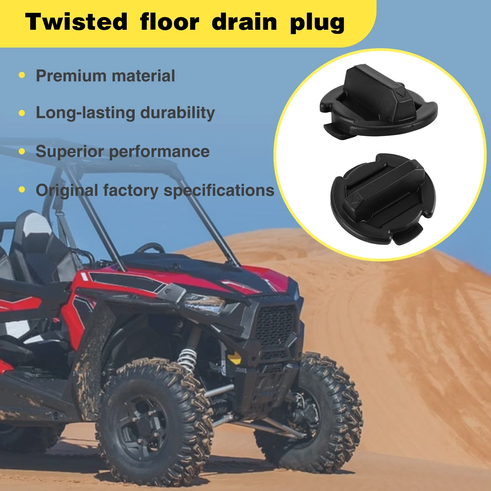 

Pair of Twist Floor Drain Plug Compatible for Polaris RZR 900 1000 Turbo S XP 4 S4 4P RS1
