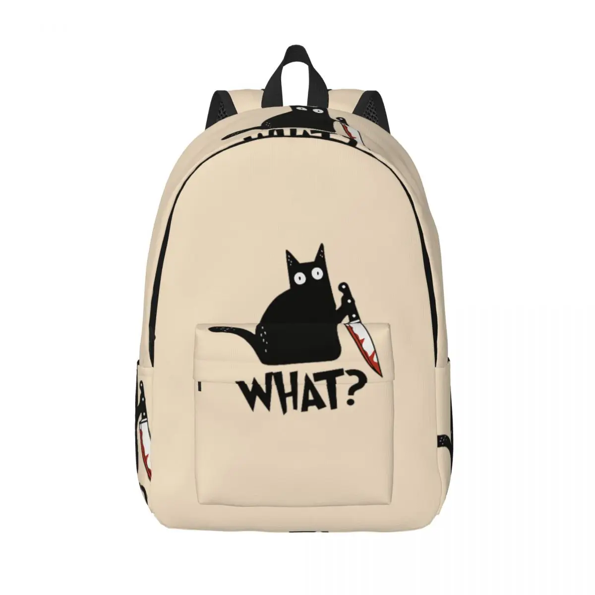 

Cat What Murderous Black Cat With Knife Gift Premium Student Backpack School Bag Hiking Travel Daypack for Shoulder Bags