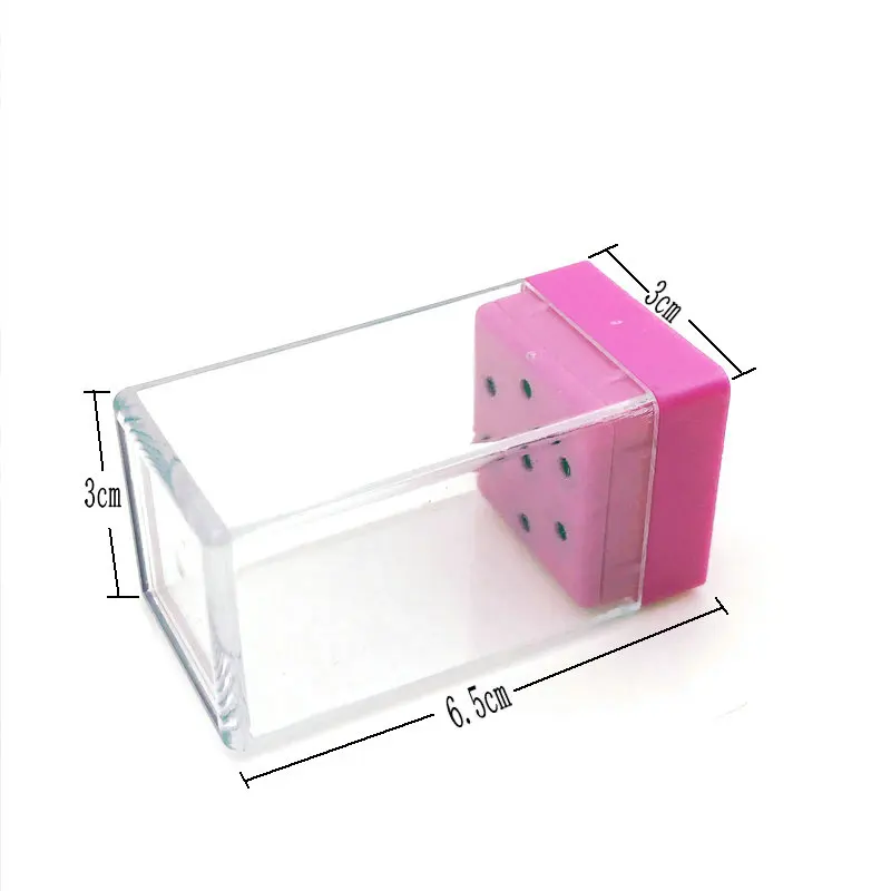 7 Holes Nail Drill Bit Holder Display Standing with Cover Storage Box Dental Burs Holder Dental Storage Box