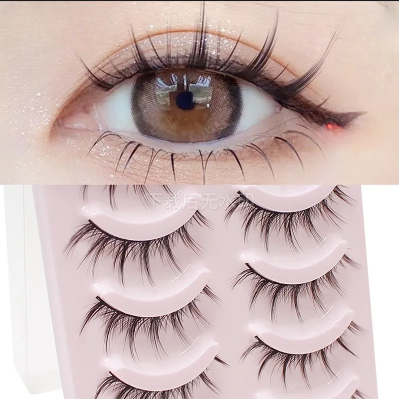 Natürliche Lange 5 Paar Manga-Wimpern Weiche Natürliche Lange Wimpern Künstliche Wimpern Anime Wispy Strip Falsche Wimpern Make-up