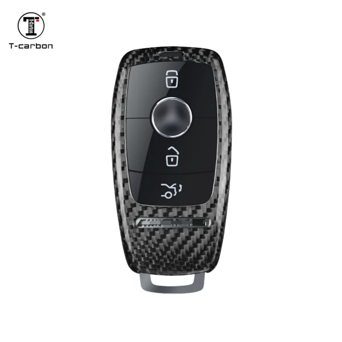 

Silver Black Glass Carbon Fiber Car Key Case Cover For Mercedes Benz New E63 S63 G63 AMG Accessories