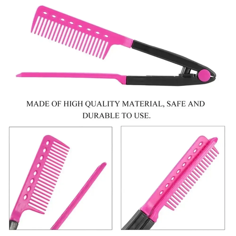 1pcs DIY Folding V Type Hair Straightener Brush Hairdress Tool Hairdressing Combs Natural Hair Styling Curling Comb Hair view 5