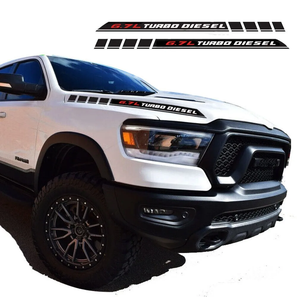 

6,7 л турбо-дизель для Dodge Ram 1500 2500 3500, виниловые наклейки на капот грузовика, графические автомобильные наклейки, авто аксессуары, 2 шт.