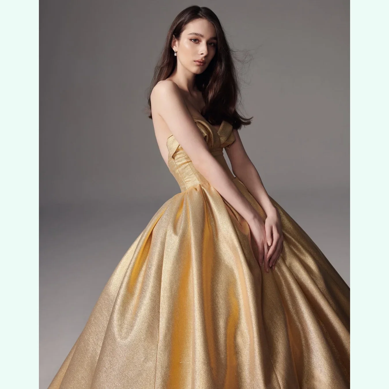 Elegance Gold Wedding Party Dresses Ball Gown vestido de noiva Special Event Sweetheart Wear Prom Gowns Off Shoulder Women Dress