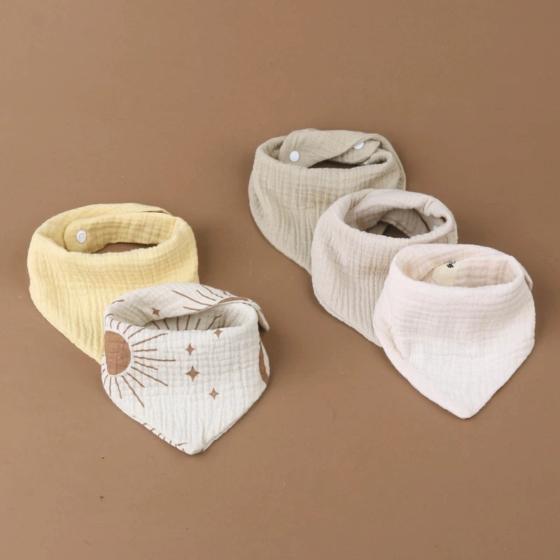 4 PCs New Designs Cotton Gauze Baby Bib Adjustable Baby Triangle Scarf Girls Boys Burp Cloths Saliva Towel Feeding Accessories