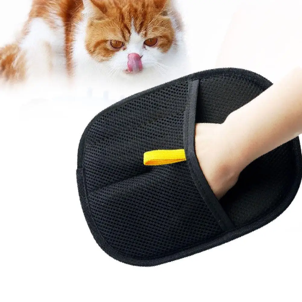 Pet Grooming Gloves Static Dedusting Brush Pet Hair Carpet Gloves Hair Cat Brush Remover Dog Double-Sided Grooming Removing F8U1