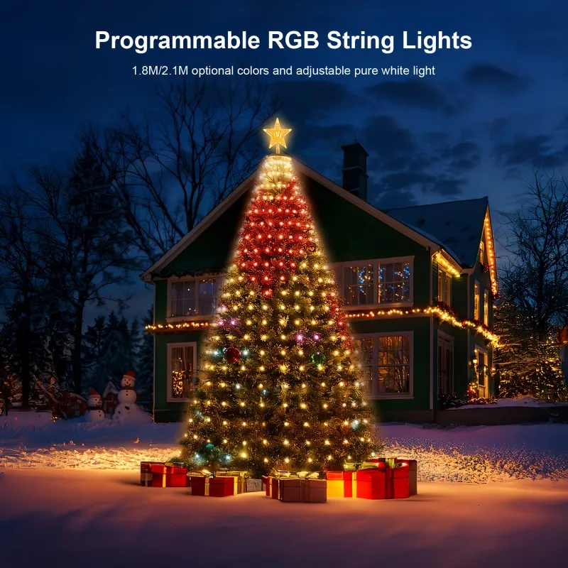 Smart 400 LED Multicolor Christmas Tree Lights with Remote & App Control, Dimmable Waterfall Effect,for Tree, Festive Lighting