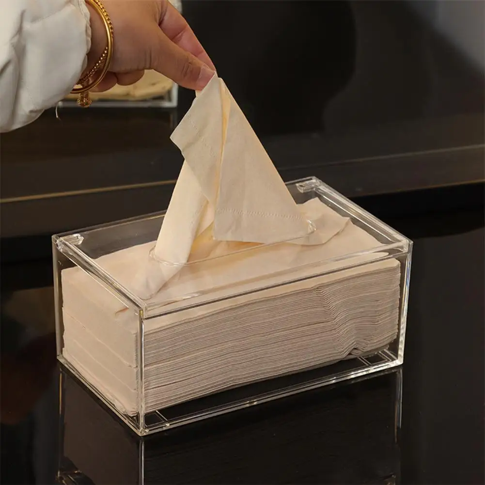 Tissue Box Waterproof Transparent Visible Acrylic Clear Napkin Paper Storage Box Home Organizer