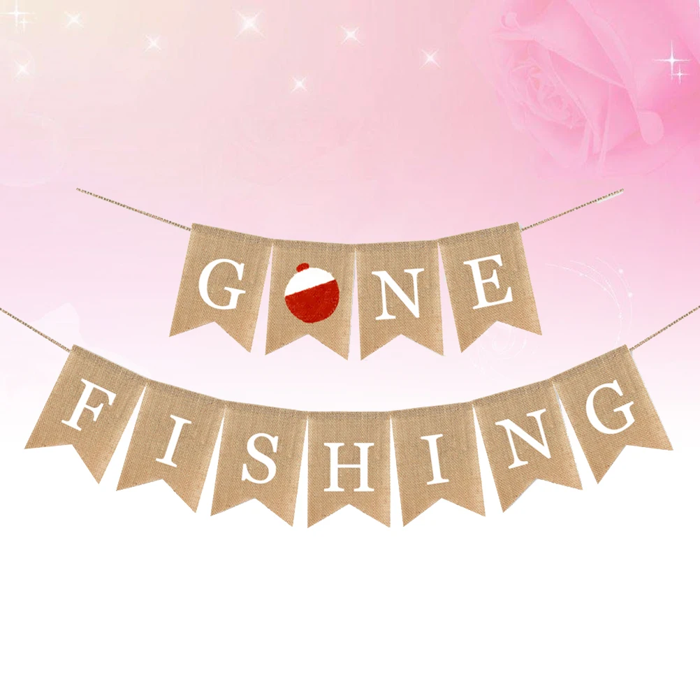 

Burlap Banner Fishing Themed Decorative Flags Swallowtail Shaped Party Decoration Favor Banner Bunting DIY