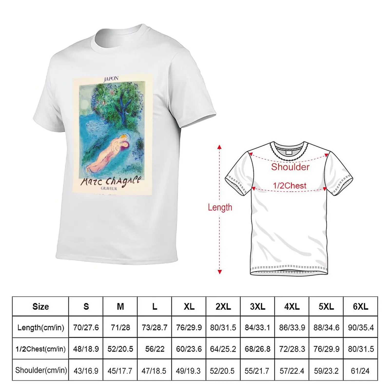Marc Chagall - Exhibition poster Japon 1987 T-Shirt t shirts for man graphic vintage t shirt for man 100 percent cotton T-Shirt