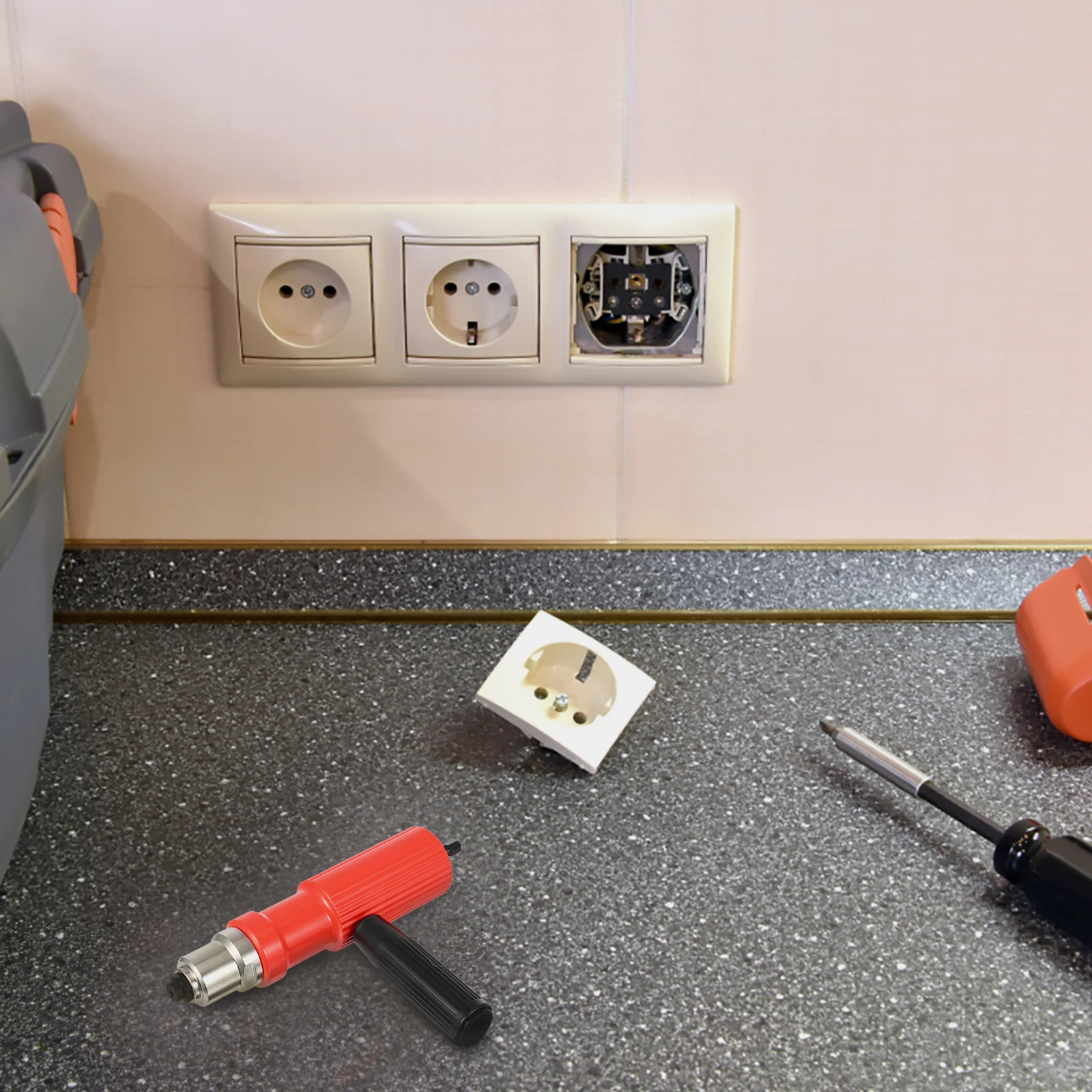 Cordless Electric Rivet Gun Alloy Steel Drill Adapter Riveting Tool For Door Window Automotive Aviation Low Noise Efficient