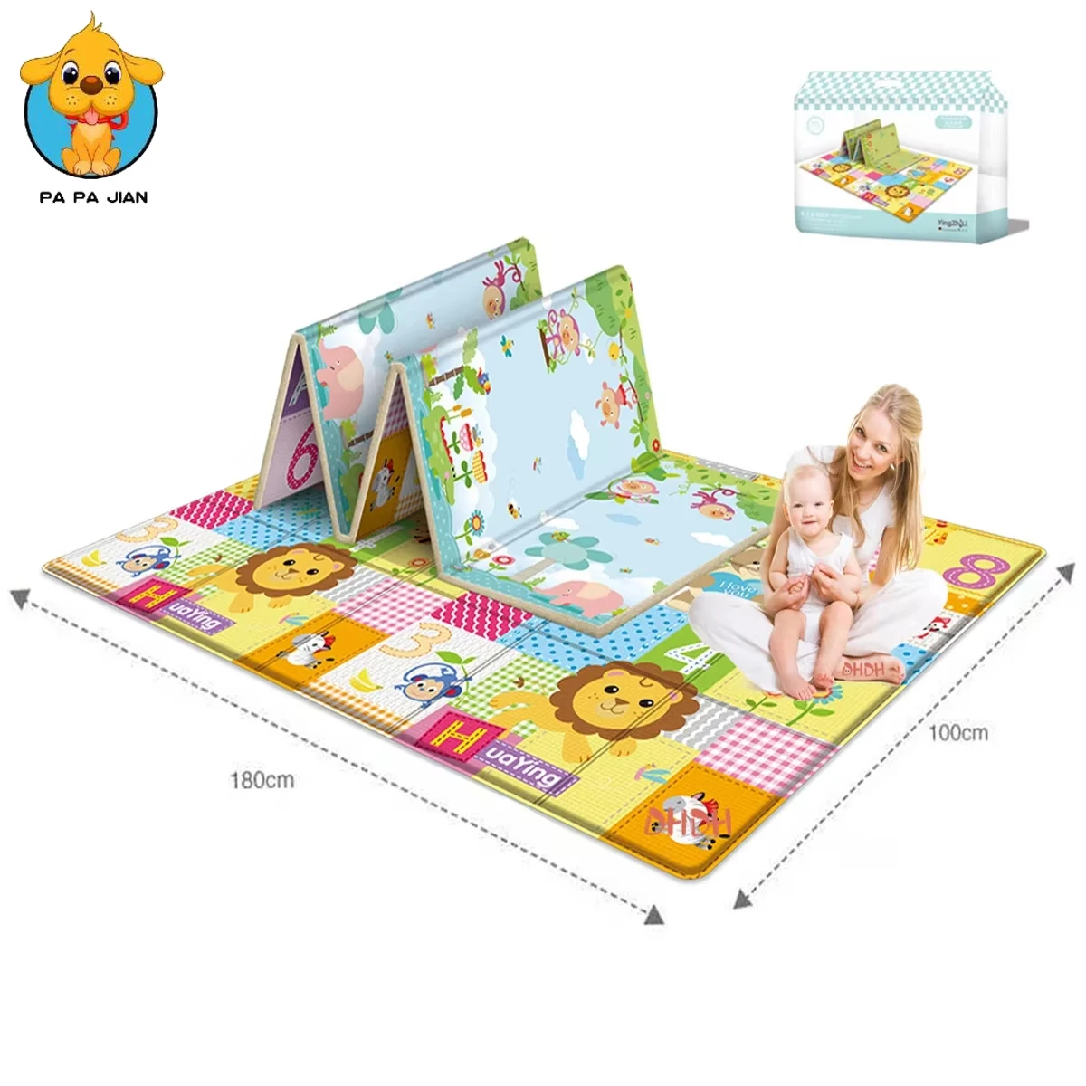 

XPE Folding Baby Play Mat 180x100cmx1cm Compact Storage Design Waterproof Crawling Pad for Easy Clean Space Saving Kids Playroom