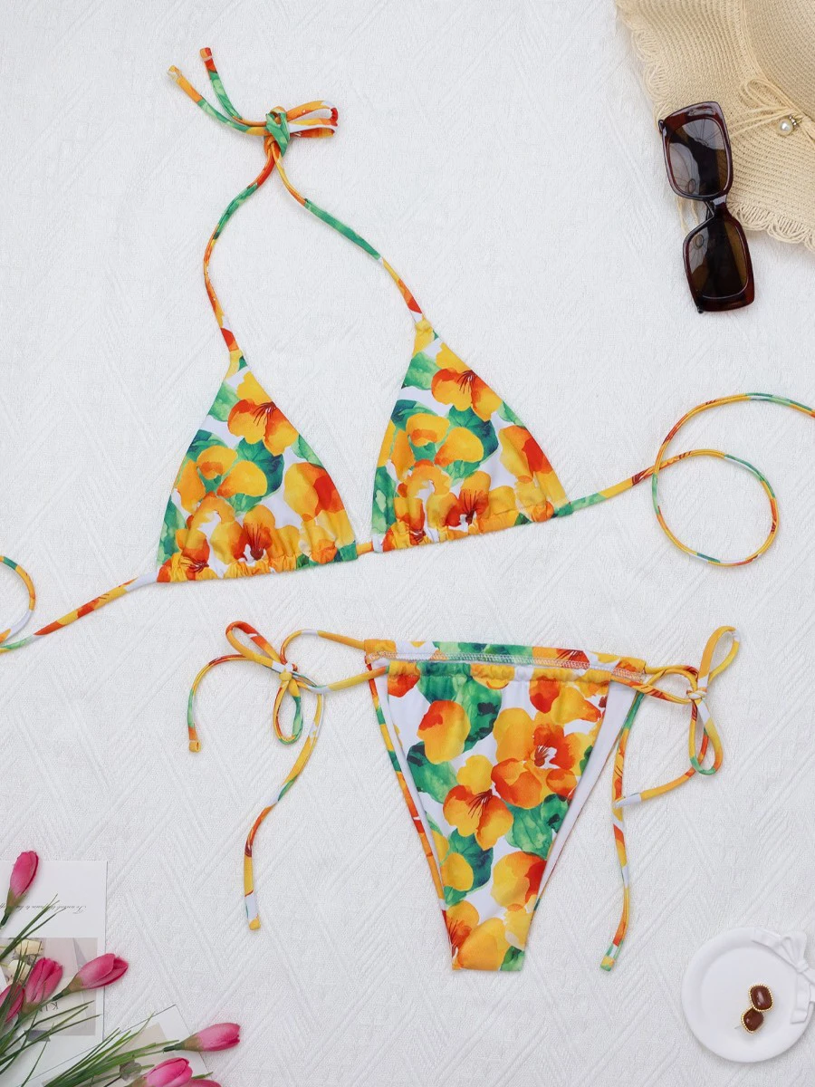 

Sexy Ins Bikini Women Swimsuit Female Micro Swimwear Bandeau Biquini Thong Bathing Suit Print Swimming Suits Halter Beachwear