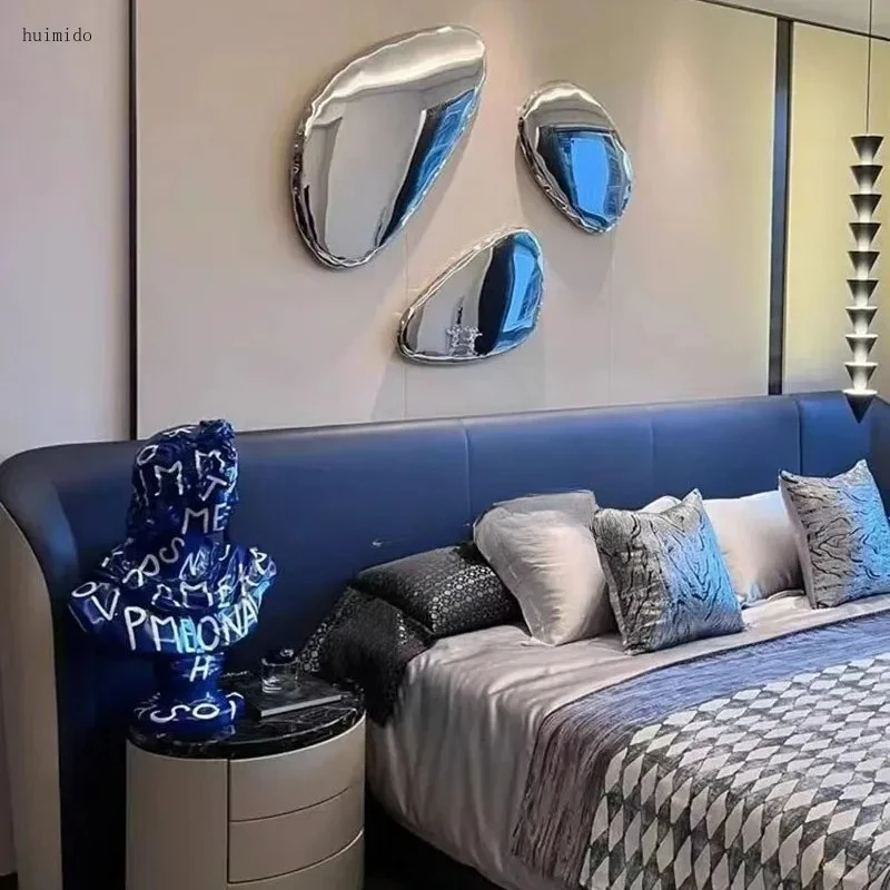 Stainless Steel Water Drop Pebble Wall Decoration Mirror Pendant Model Room Living Room Sofa Background Wall Pendant Soft Decora