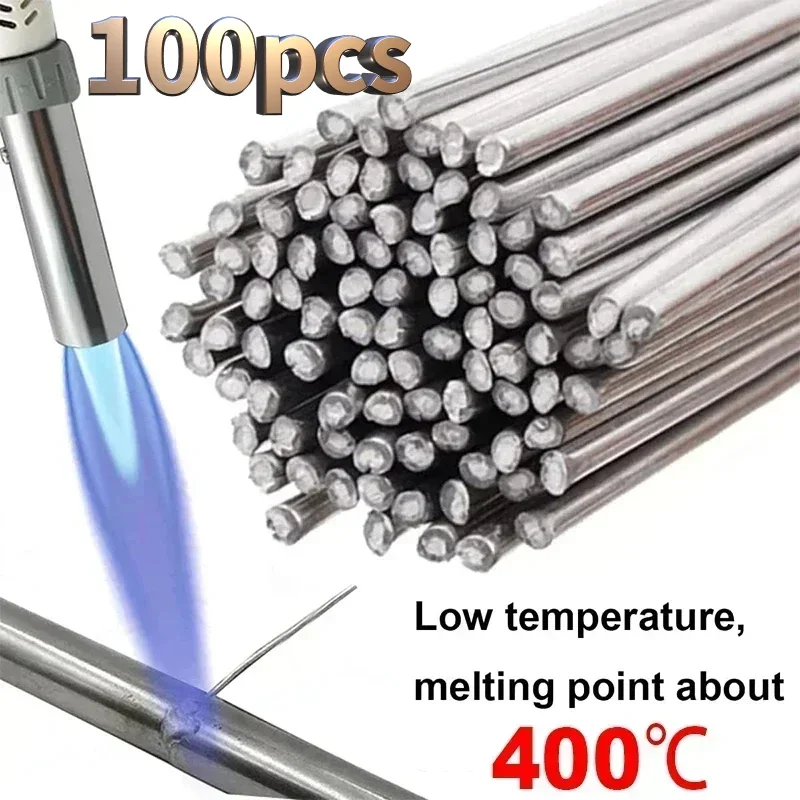 

100/10Pcs Low Temperature Easy Melt Aluminum Universal Silver Welding Rod Cored Wire Rod Solder No Need Solder Powder Weld Bar