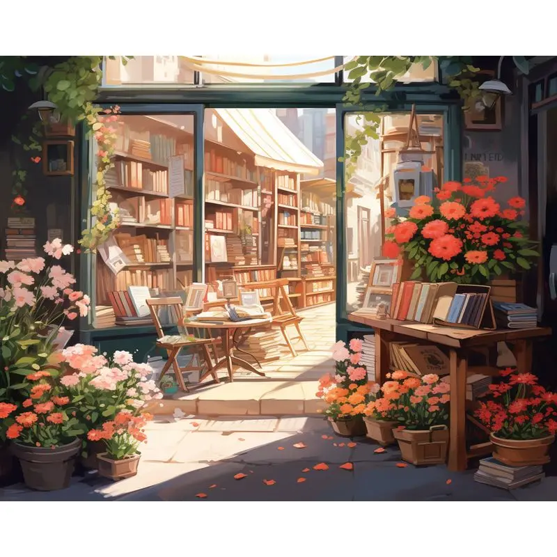 

GATYZTORY 40x50cm Frame Painting By Numbers For Adults Vintage Painting Flowers Shop Picture By Number Diy Gift For Wall Decor