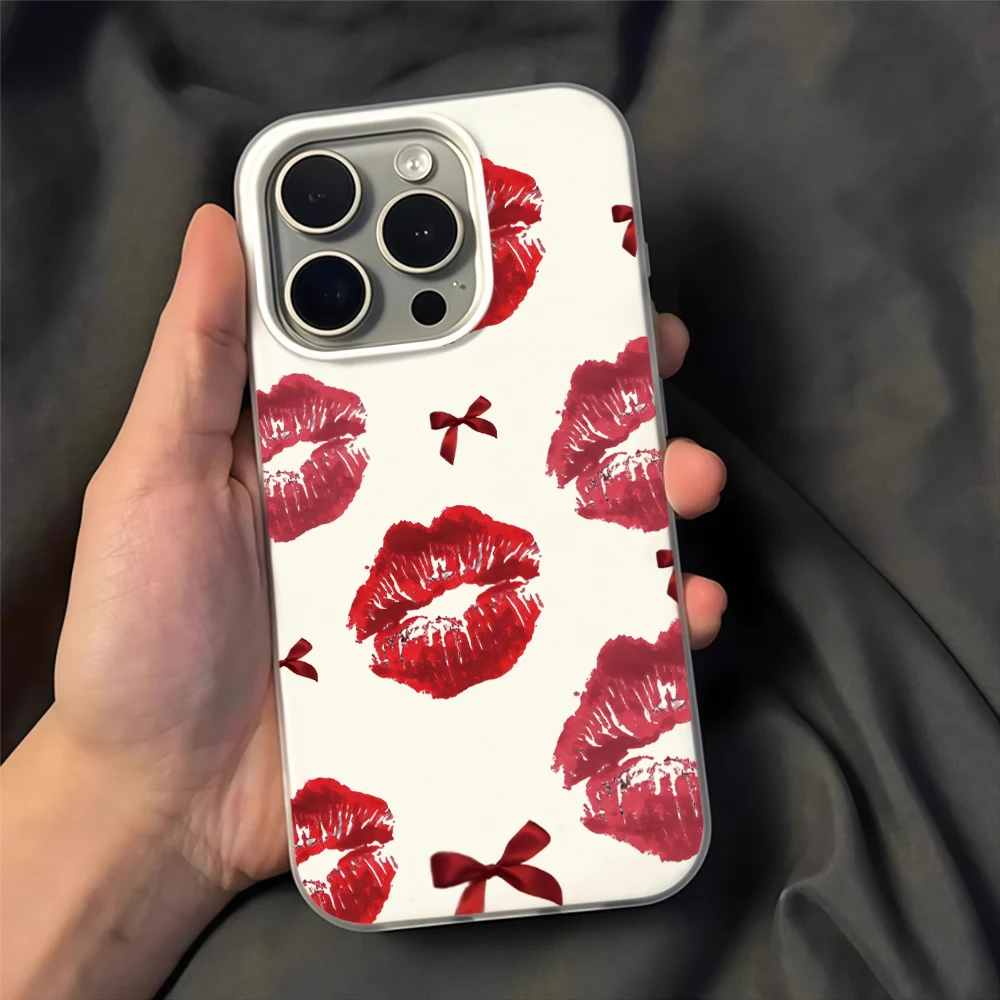 Funda de Teléfono Suave con Textura Realista de Labios Besados para Xiaomi Redmi Note 14 Pro 13 12 11 Pro 5G 14 13 12 10 15C Pro