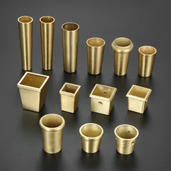 Gold Brass Copper Furniture Fittings, Cabinet Leg Cover, Chair Feet Protector, Sofá Leg Tube, Metal Cup, Tip Cap, 1Pc