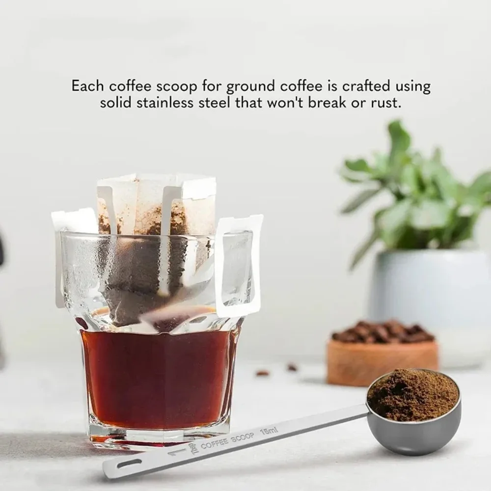 Stainless Steel Coffee Scoop Coffee Measuring Spoons with Long Handles for Ground Coffee Tea Spices Protein Powder Kitchen Tools
