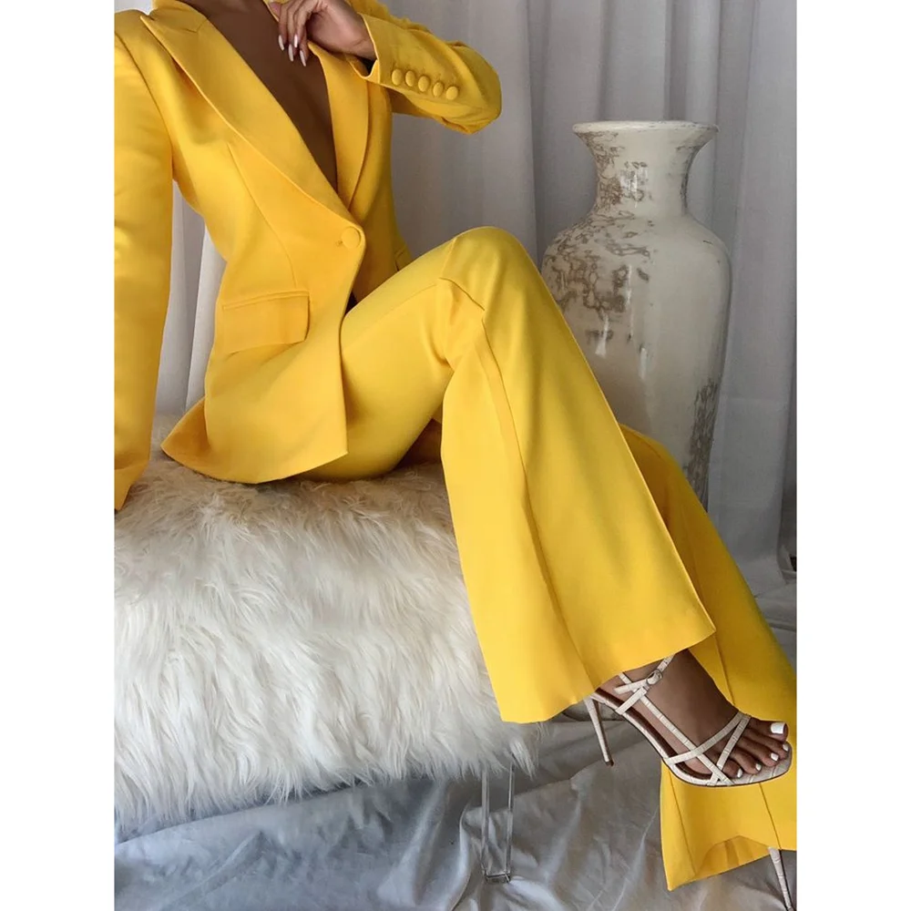 

Women's Suit 2-Pieces Jacket+Pants Slim Fit Single Breasted High Street Luxury Womens Clothing Pant Set Tailleur femm Customized